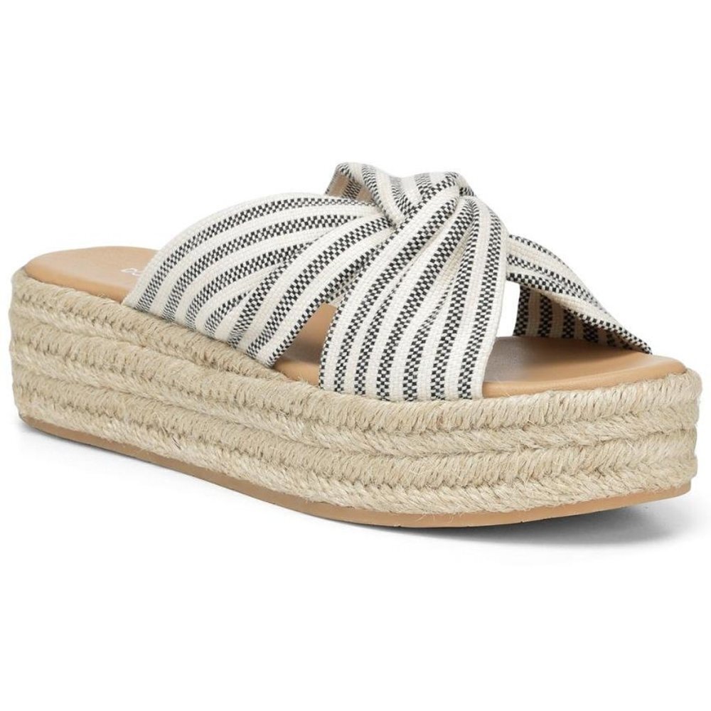 Donald J. Pliner Black and White Striped Knotted Espadrille Platform Slides